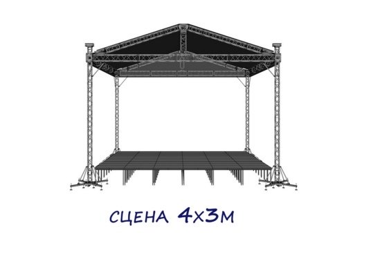 Сцена с крышей сборная 4 х 3 метра